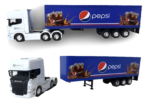 15391386214-d-963952-mlb90776528487-082025-o.jpg Miniatura Caminhão Carreta Custom 1/64 Welly 26 Cm Fricção - Imagem 1